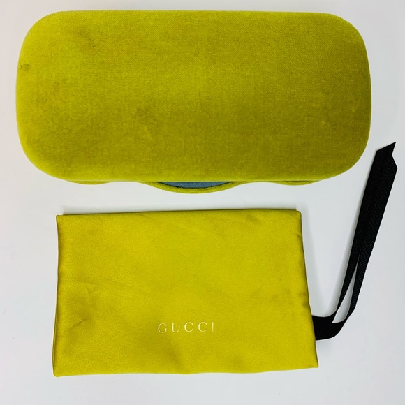 Gucci Accessories - Gucci Chartreuse Velvet Clamshell Sunglasses Case with Silky drawstring pouch